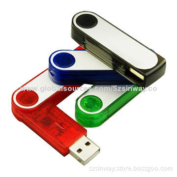 Plastic Swivel USB Flash Drives with 1 to 32GB Memory, Free Logo and 1.1/2.0 Interface